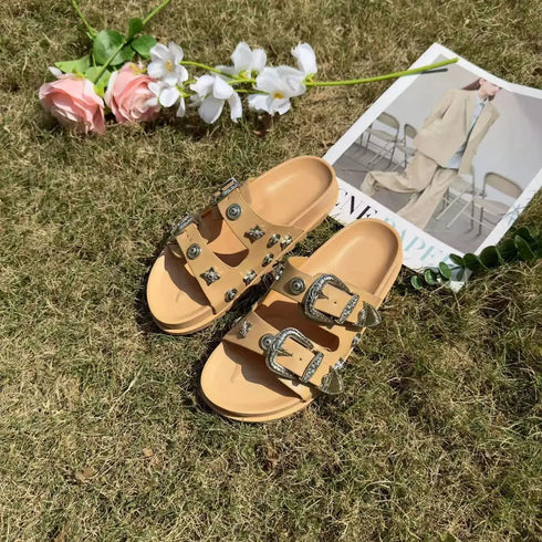 'Rosamund' Flat Open Toe Sandals - Celes Fashion
